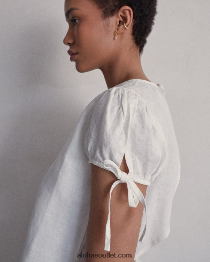 mulheres terra dos sonhos - top de linho branco Alohas 4P88ZX951 off white