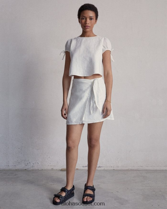 mulheres terra dos sonhos - top de linho branco Alohas 4P88ZX951 off white