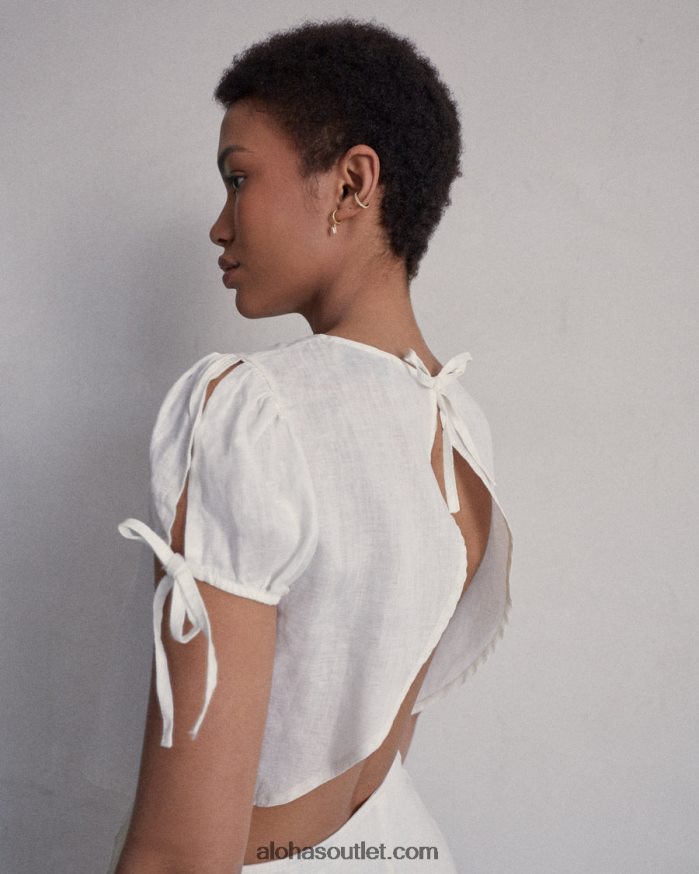 mulheres terra dos sonhos - top de linho branco Alohas 4P88ZX951 off white