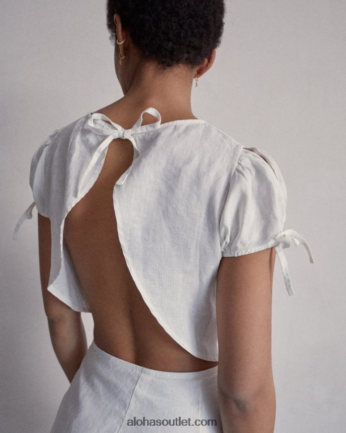 mulheres terra dos sonhos - top de linho branco Alohas 4P88ZX951 off white