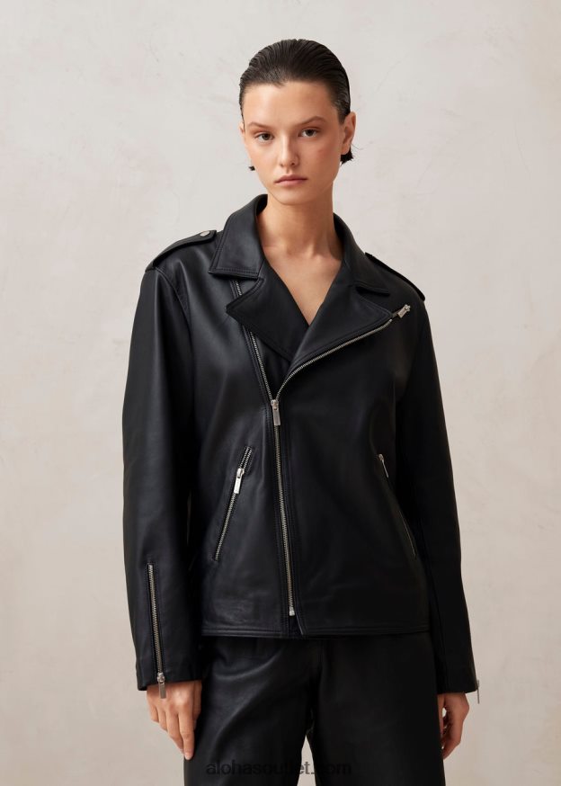 mulheres paris - jaqueta de couro preta Alohas 4P88ZX1017 preto
