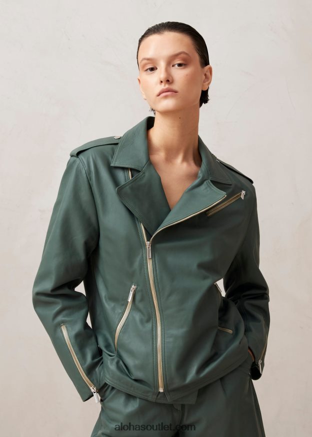 mulheres paris - jaqueta de couro verde Alohas 4P88ZX1018 verde