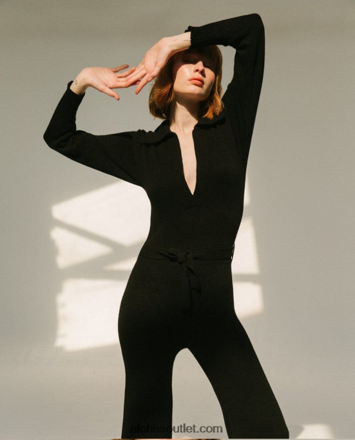 mulheres linha do tempo - macacão preto de malha Alohas 4P88ZX809 preto