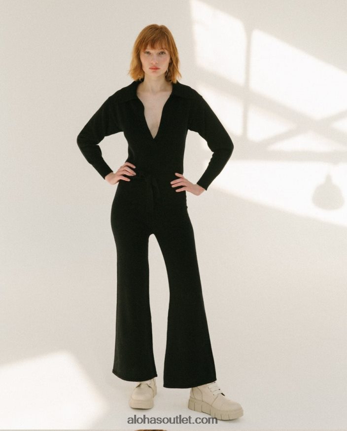 mulheres linha do tempo - macacão preto de malha Alohas 4P88ZX809 preto
