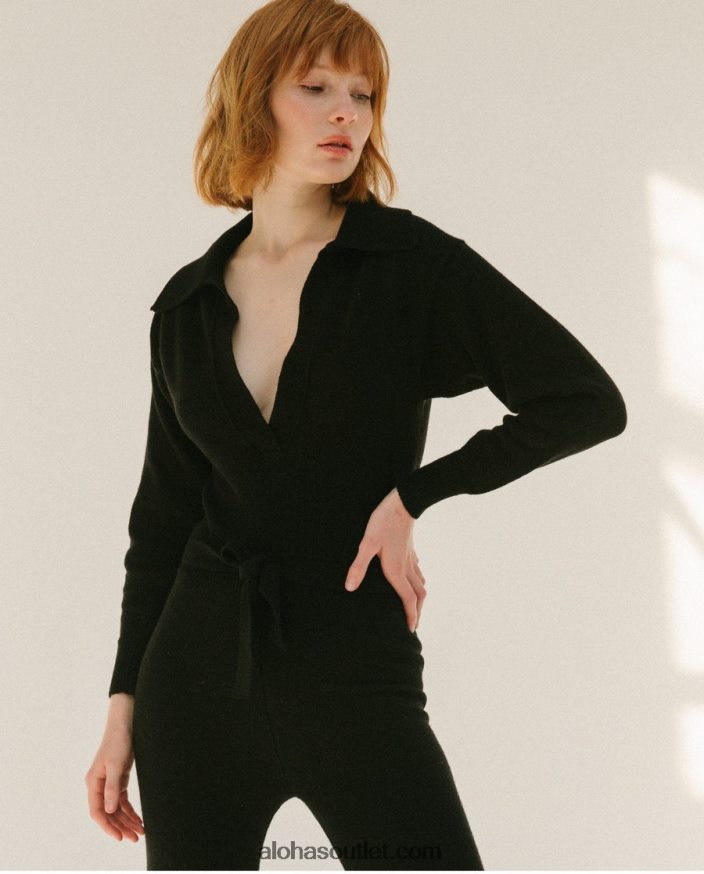 mulheres linha do tempo - macacão preto de malha Alohas 4P88ZX809 preto