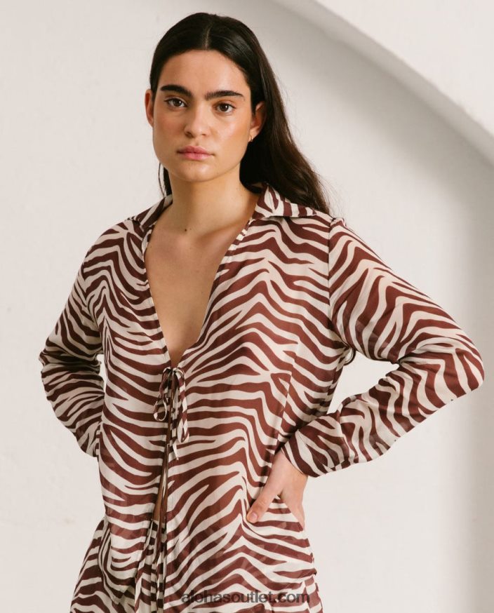 mulheres rumores - top marrom e branco Alohas 4P88ZX1010 noz-moscada safari