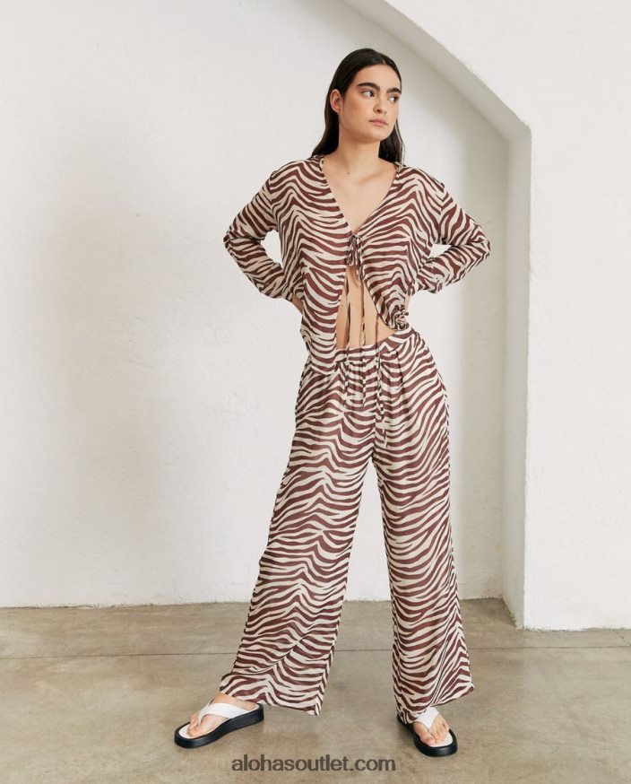 mulheres rumores - top marrom e branco Alohas 4P88ZX1010 noz-moscada safari