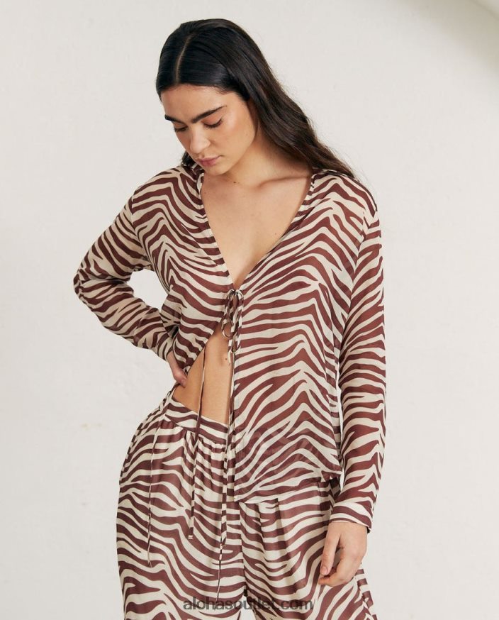mulheres rumores - top marrom e branco Alohas 4P88ZX1010 noz-moscada safari