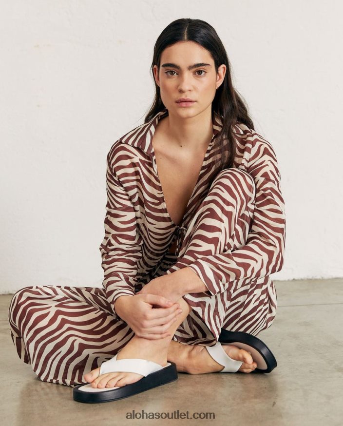mulheres rumores - top marrom e branco Alohas 4P88ZX1010 noz-moscada safari
