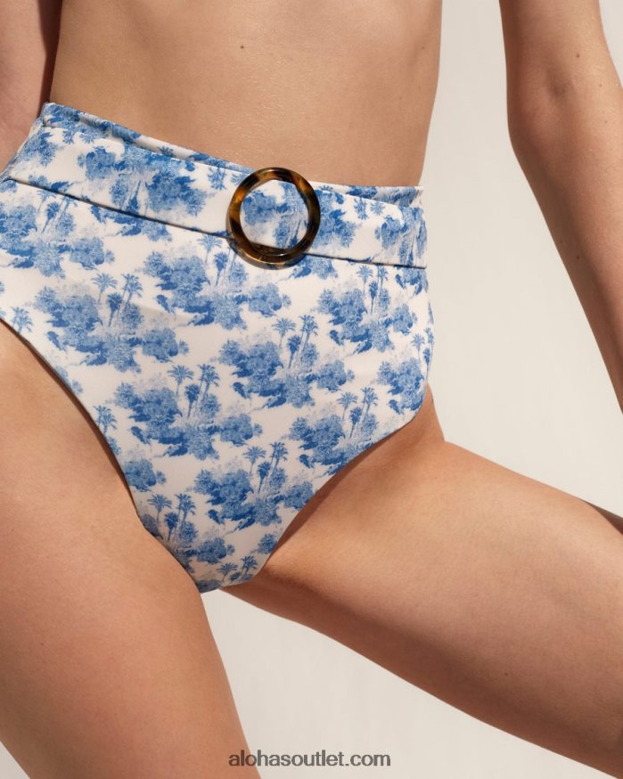 mulheres o cilindro - cueca de biquíni de náilon reciclado azul e branco Alohas 4P88ZX851 toile de jouy
