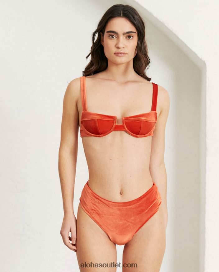 mulheres o pentágono - calcinha de biquíni de veludo laranja Alohas 4P88ZX837 veludo pomelo laranja