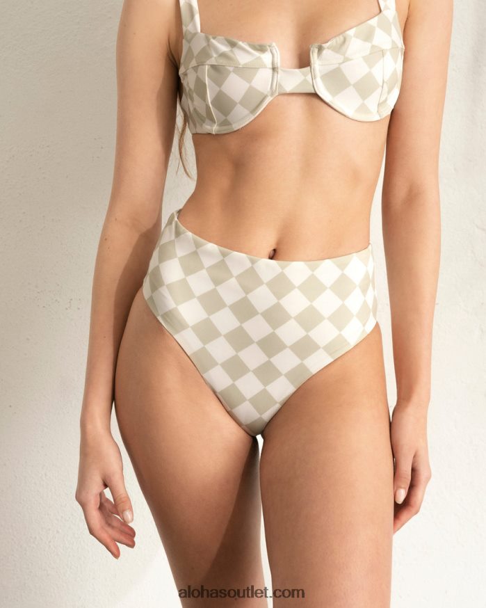 mulheres o pentágono - cueca de biquíni de náilon reciclado branco e verde Alohas 4P88ZX838 Scachi aipo verde