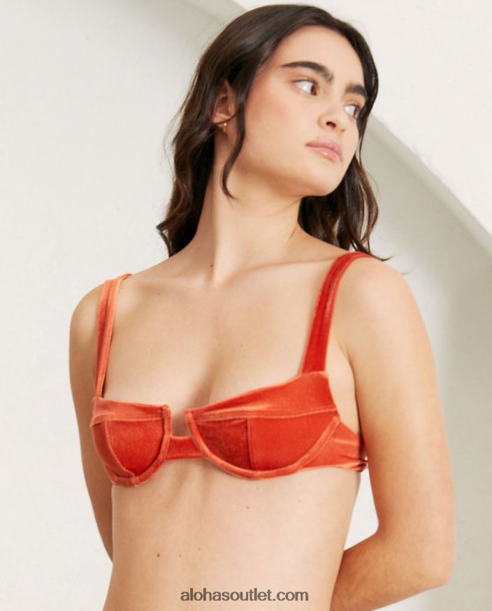 mulheres the loop - top de biquíni de veludo laranja Alohas 4P88ZX823 veludo pomelo laranja