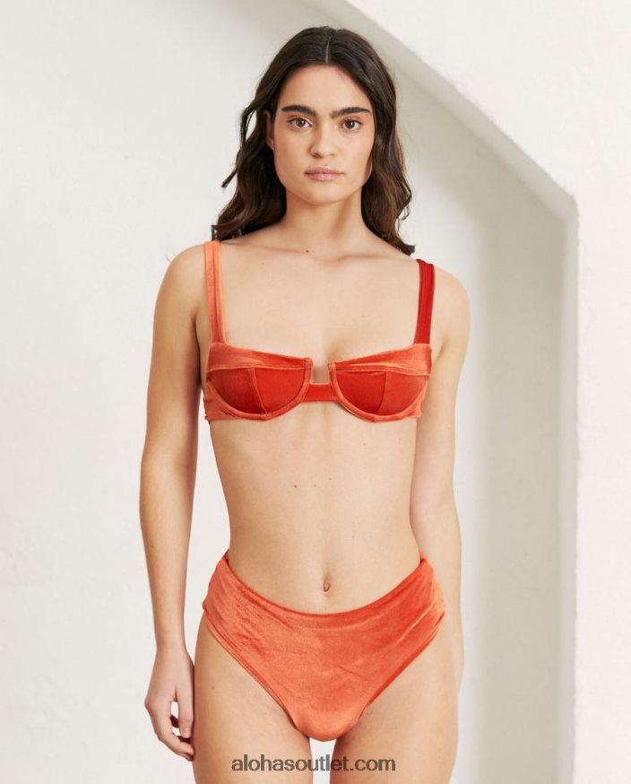 mulheres the loop - top de biquíni de veludo laranja Alohas 4P88ZX823 veludo pomelo laranja