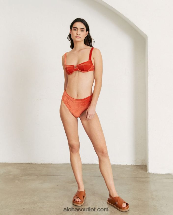 mulheres the loop - top de biquíni de veludo laranja Alohas 4P88ZX823 veludo pomelo laranja