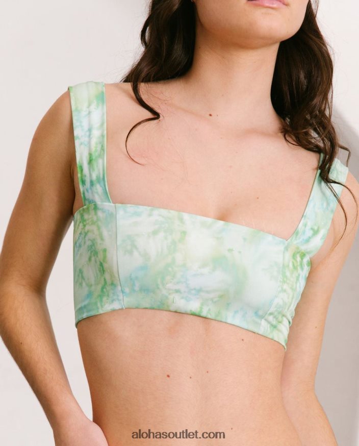 mulheres the square - top de biquíni de náilon reciclado verde Alohas 4P88ZX1012 acquarela verde