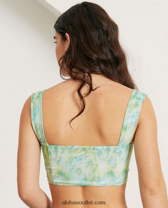 mulheres the square - top de biquíni de náilon reciclado verde Alohas 4P88ZX1012 acquarela verde