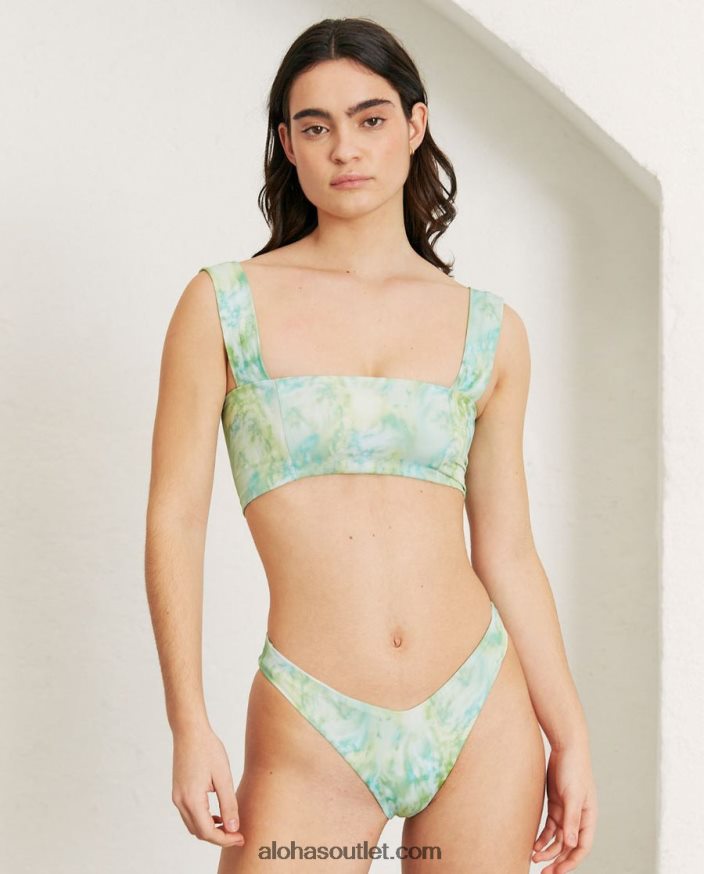 mulheres the square - top de biquíni de náilon reciclado verde Alohas 4P88ZX1012 acquarela verde