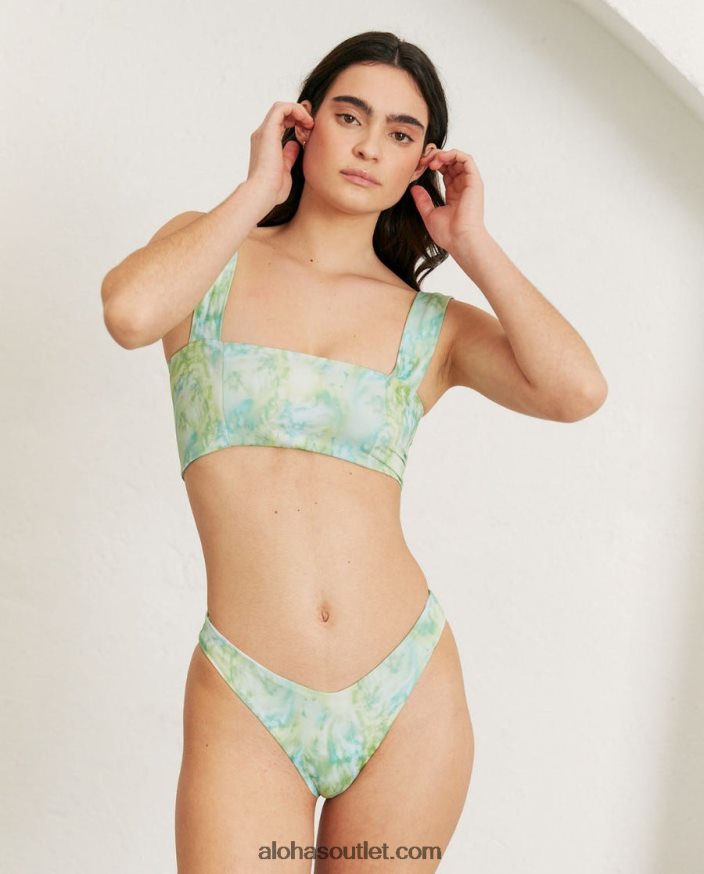 mulheres the square - top de biquíni de náilon reciclado verde Alohas 4P88ZX1012 acquarela verde