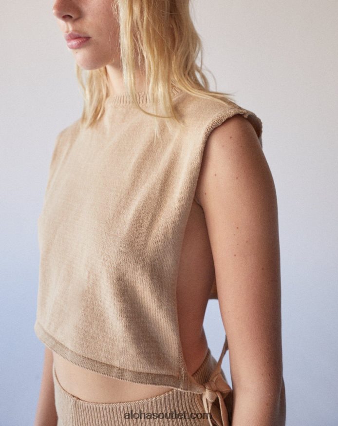 mulheres abrigo - blusa de malha bege Alohas 4P88ZX908 amêndoa torrada bege