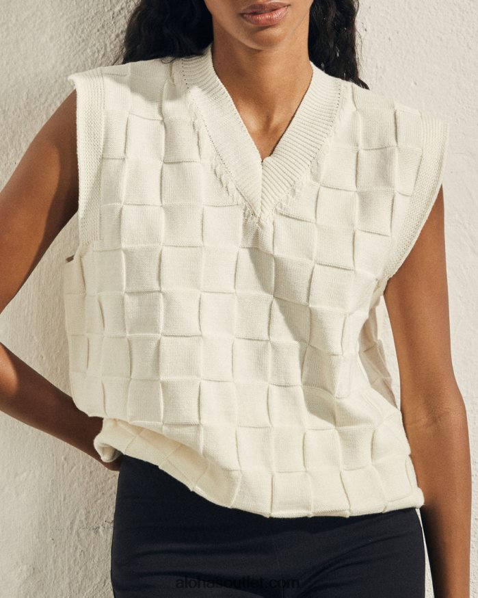 mulheres tempo integral - colete de malha branca Alohas 4P88ZX714 marfim