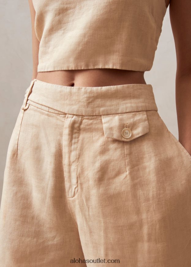 mulheres boa - bermuda de linho bege Alohas 4P88ZX630 linho bege
