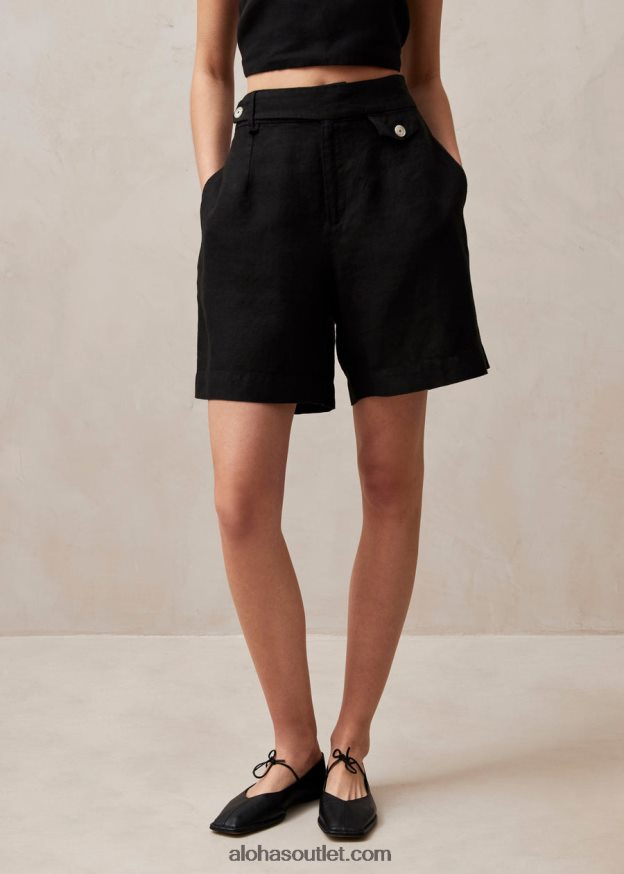 mulheres boa - shorts de linho preto Alohas 4P88ZX629 preto