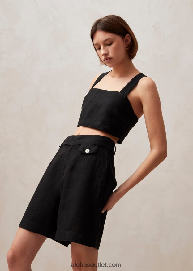 mulheres boa - shorts de linho preto Alohas 4P88ZX629 preto