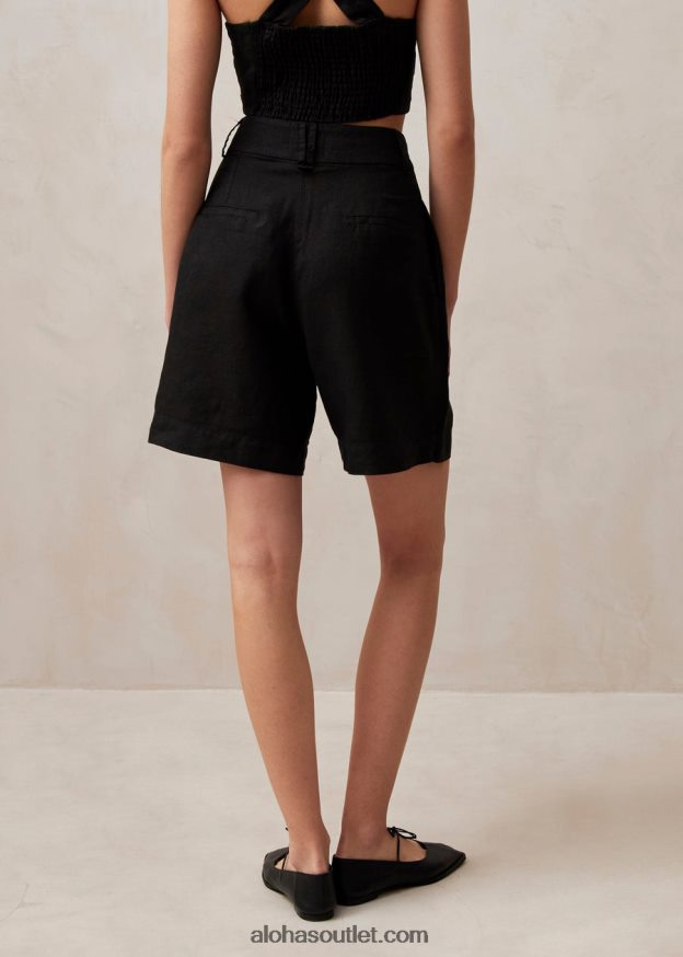 mulheres boa - shorts de linho preto Alohas 4P88ZX629 preto