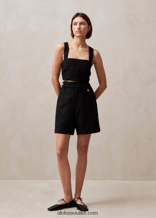mulheres boa - shorts de linho preto Alohas 4P88ZX629 preto