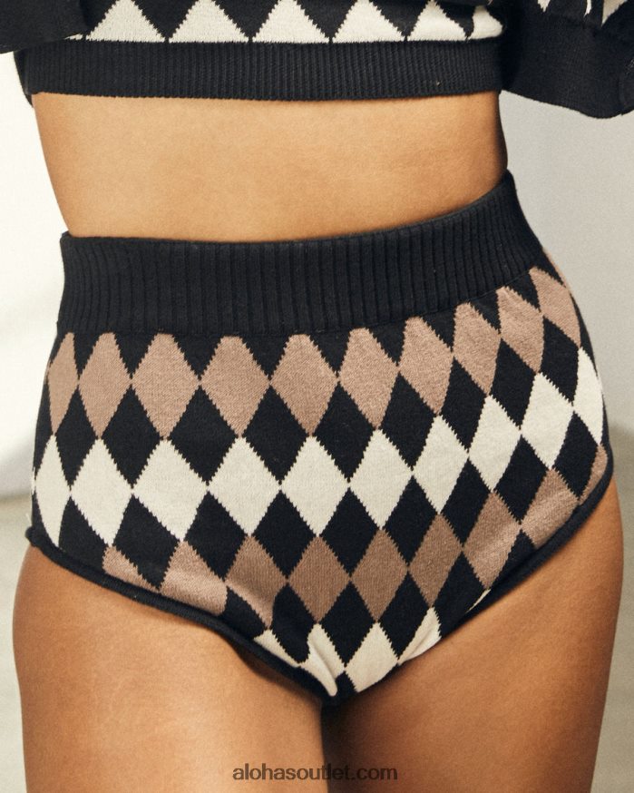 mulheres commute jacquard - shorts de malha marrom Alohas 4P88ZX916 jacquard marrom