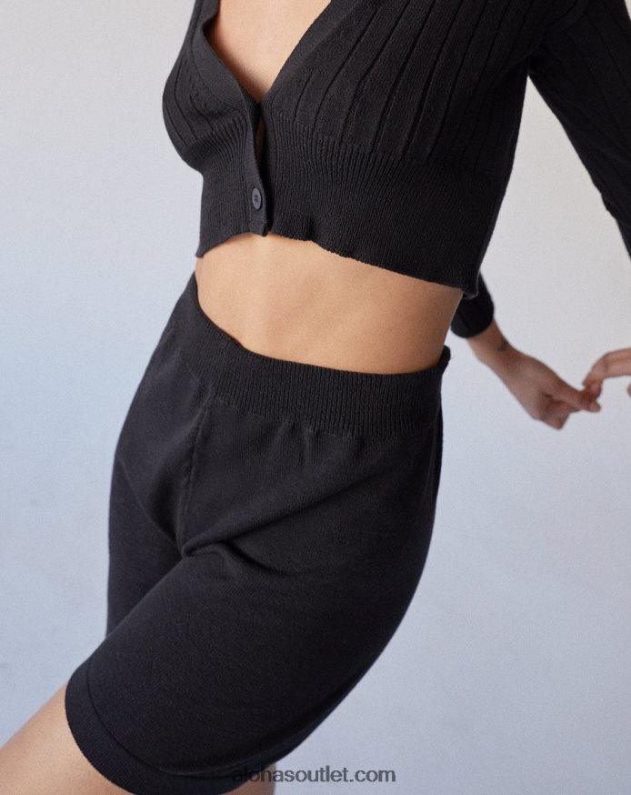 mulheres roomy - bermuda de malha preta Alohas 4P88ZX856 preto