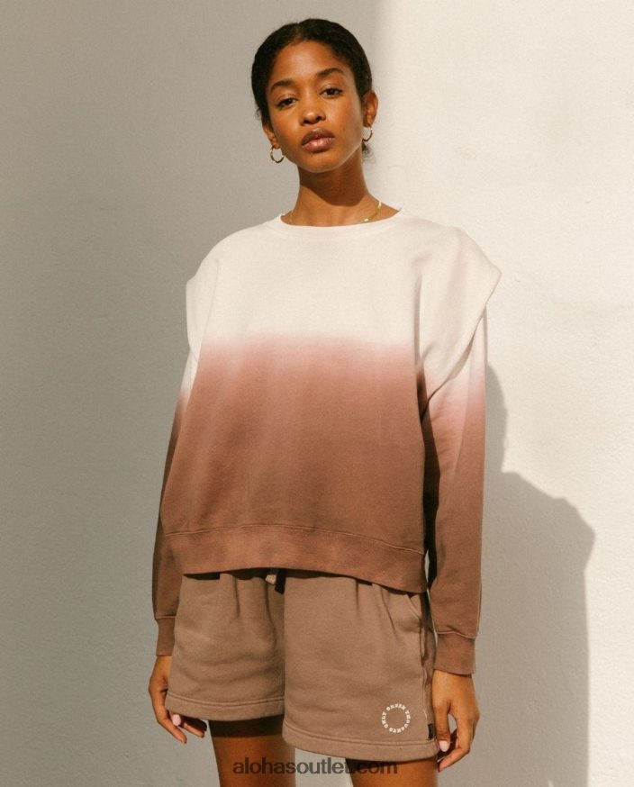 mulheres doppio dip dye - top de algodão marrom e branco Alohas 4P88ZX1002 corante marrom noz-moscada