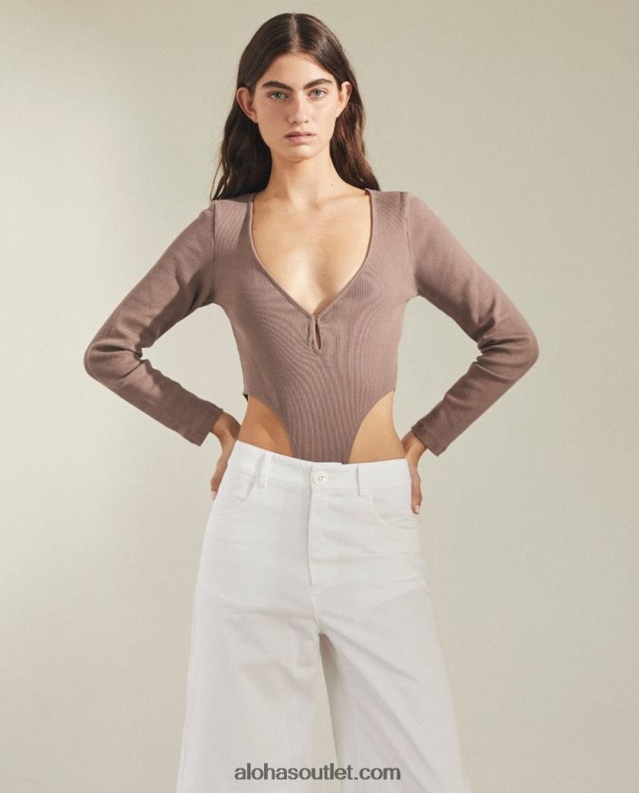 mulheres glace - body de algodão marrom Alohas 4P88ZX836 noz-moscada marrom