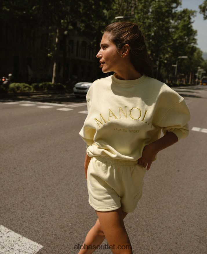 mulheres icônica - moletom de algodão amarelo Alohas 4P88ZX945