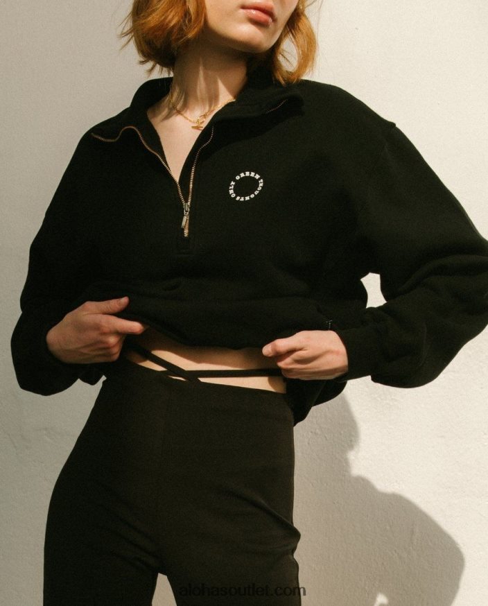mulheres macchiato - moletom preto de algodão Alohas 4P88ZX921 preto