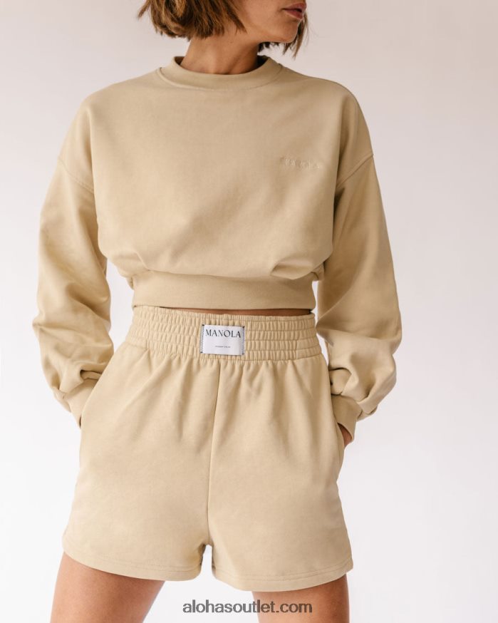 mulheres menina crop - suéter de algodão bege Alohas 4P88ZX941 granola