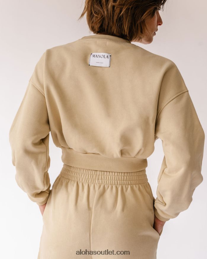 mulheres menina crop - suéter de algodão bege Alohas 4P88ZX941 granola