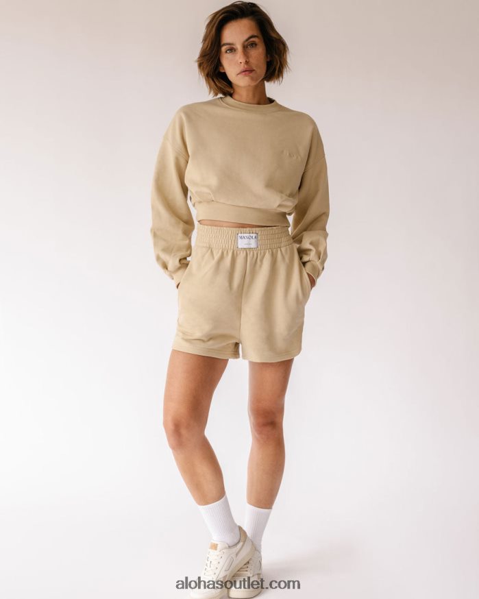 mulheres menina crop - suéter de algodão bege Alohas 4P88ZX941 granola