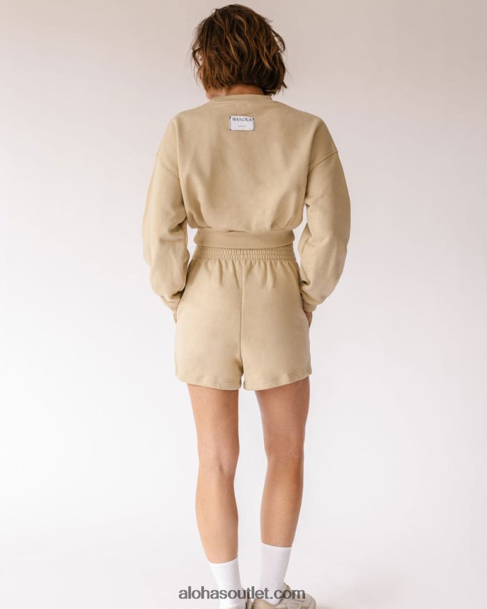 mulheres menina crop - suéter de algodão bege Alohas 4P88ZX941 granola
