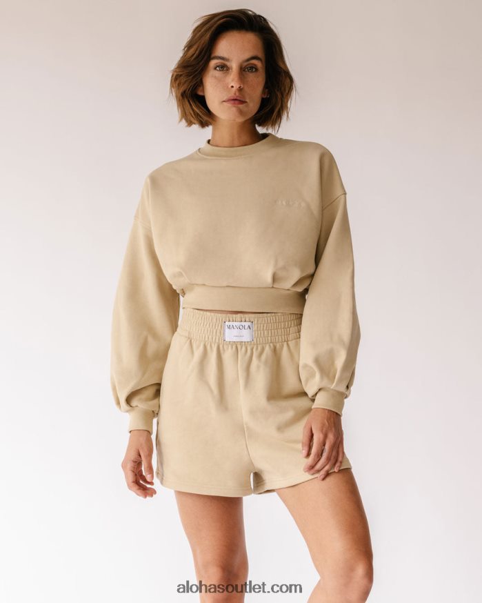 mulheres menina crop - suéter de algodão bege Alohas 4P88ZX941 granola