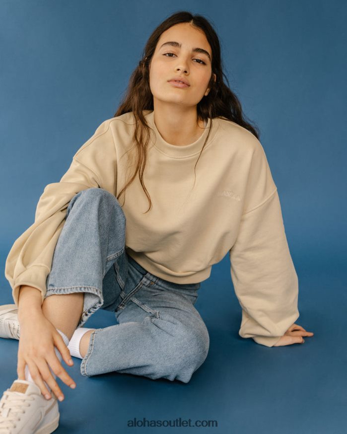 mulheres menina crop - suéter de algodão bege Alohas 4P88ZX941 granola
