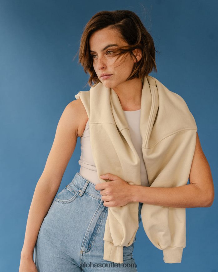 mulheres menina crop - suéter de algodão bege Alohas 4P88ZX941 granola