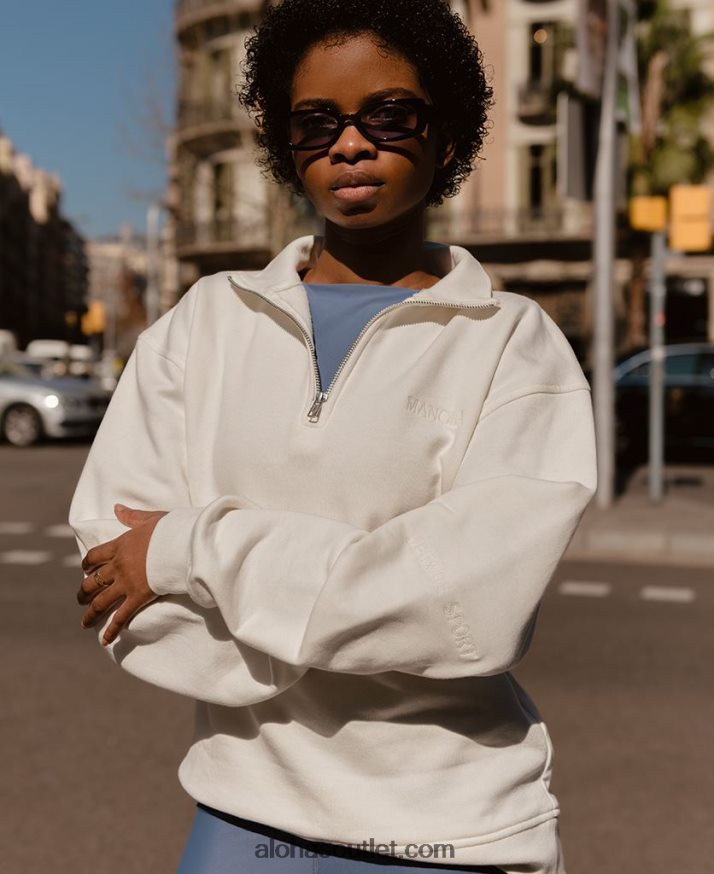 mulheres zip-up - suéter de algodão branco Alohas 4P88ZX985 coco
