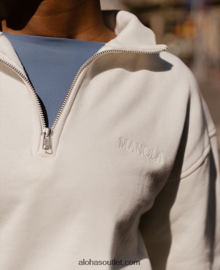 mulheres zip-up - suéter de algodão branco Alohas 4P88ZX985 coco