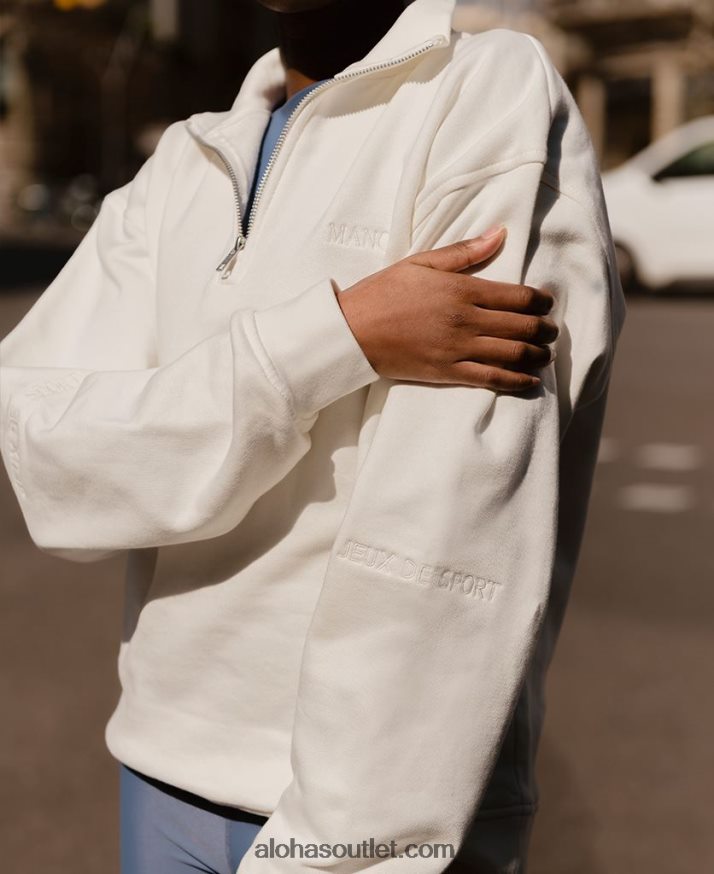 mulheres zip-up - suéter de algodão branco Alohas 4P88ZX985 coco