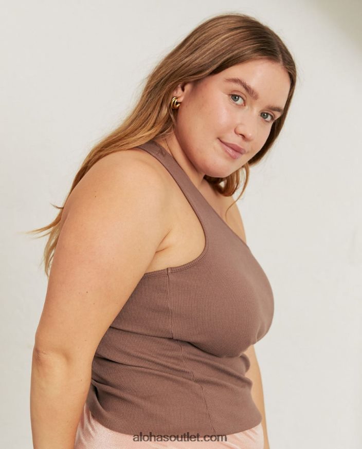 mulheres cortado - blusa de algodão marrom Alohas 4P88ZX846 noz-moscada marrom