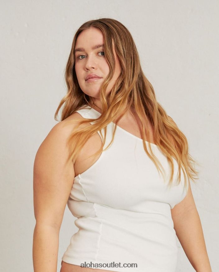 mulheres cortado - top de algodão branco Alohas 4P88ZX847 marfim