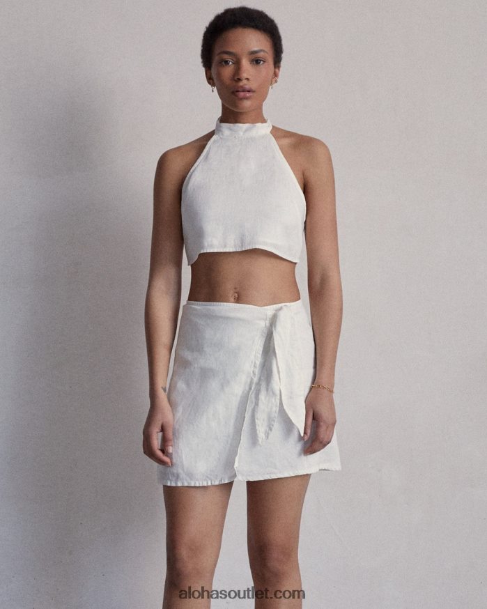 mulheres poesia - top de linho branco Alohas 4P88ZX947 off white