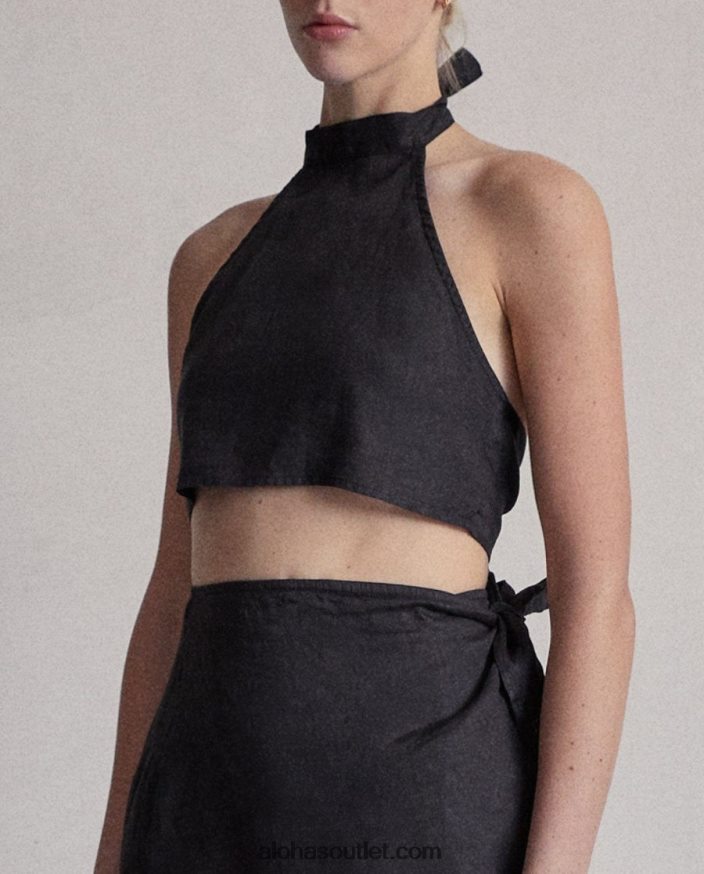 mulheres poesia - top de linho preto Alohas 4P88ZX949 preto